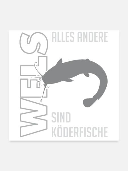 Wels angeln Waller fischen Sportfischen auf Wels - Poster 60x60 cm - Weiß - Vorne