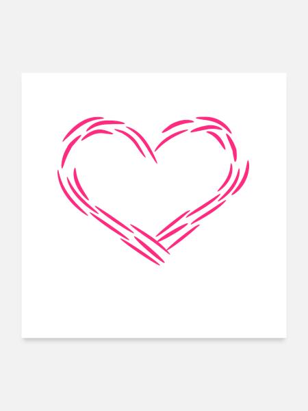 Herz Design Linie Symbol Liebe Rosa Geschenk - Poster 60x60 cm - Weiß - Vorne