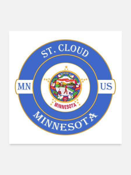 St. Cloud Minnesota Flagge USA Reise Souvenir Abzeichen - Poster 60x60 cm - Weiß - Vorne