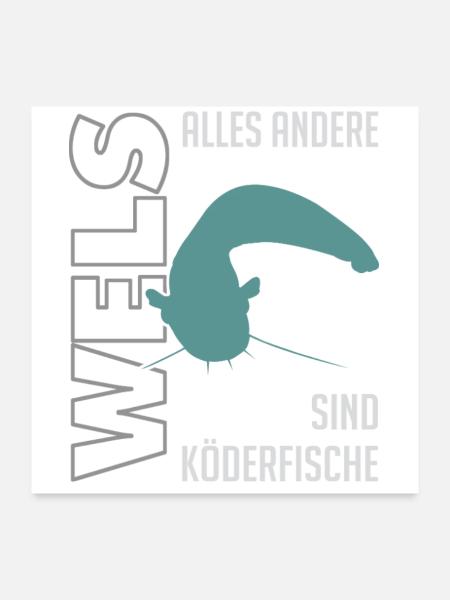 Wels angeln Waller fischen Sportfischen auf Wels - Poster 60x60 cm - Weiß - Vorne