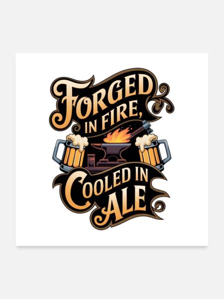 Forge In Fire Cooled In Ale - Poster 60x60 cm - Weiß - Vorne