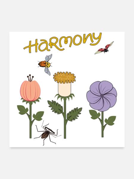 Harmony Flowers - Poster 24" x 24" (60x60 cm) - white - Front