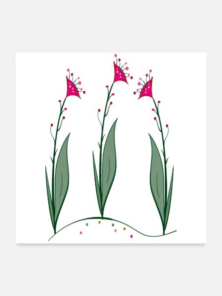 Blüten, Flowers - Poster 60x60 cm - Weiß