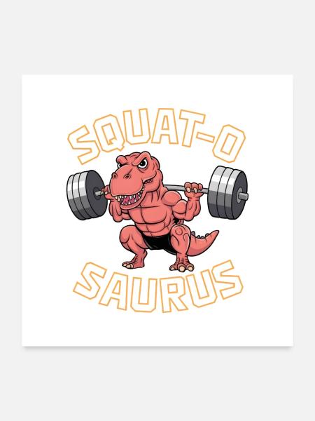 Squat-O Saurus - Poster 60 x 60 cm - blanc - Devant