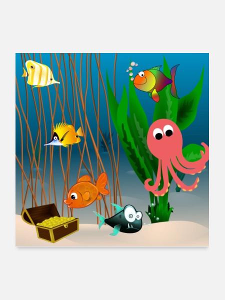 Monde sous-marin - Poster 60 x 60 cm - blanc - Devant