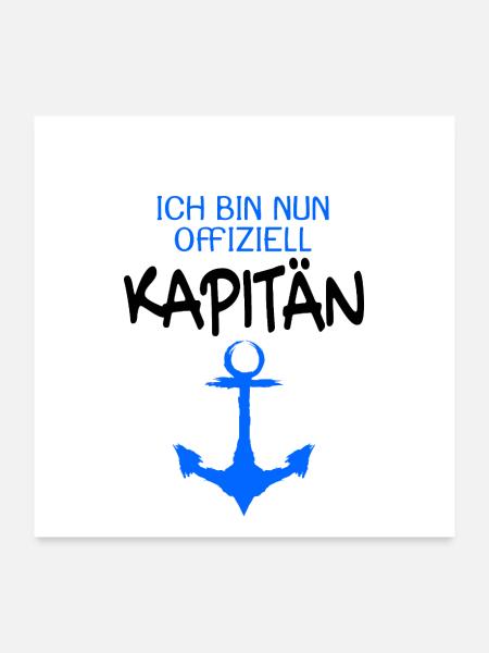 Bootsführerschein Motorboot Boot Kapitän Geschenk - Poster 60x60 cm - Weiß - Vorne