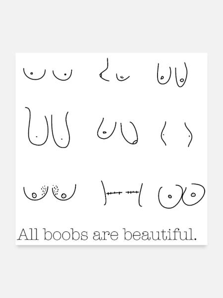 All boobs are beautiful Design - Poster 60x60 cm - Weiß - Vorne