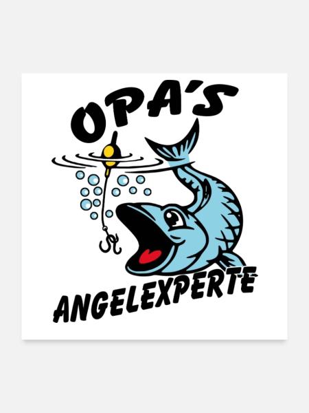 Opa's Angelexperte - Angeln mit Opa - Poster 60x60 cm - Weiß - Vorne