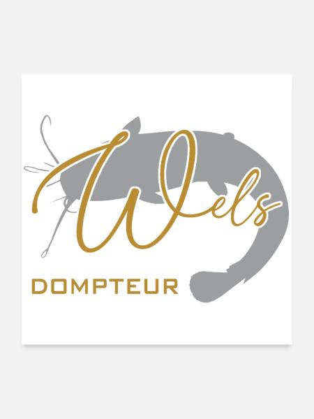 Welsdompteur Welsflüsterer Welsangler - Poster 60x60 cm - Weiß - Vorne