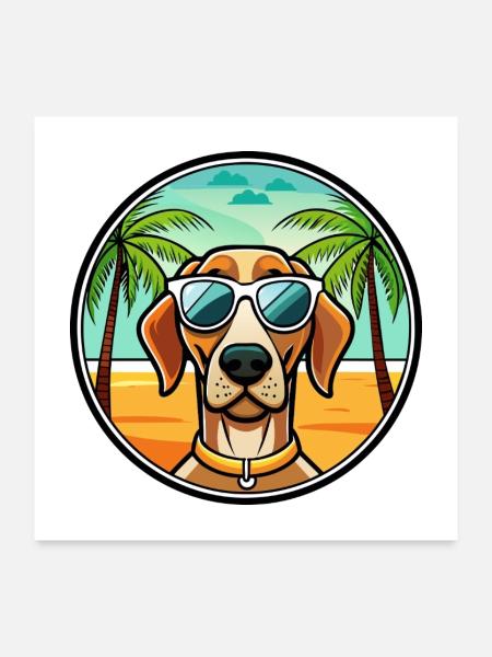 Portuguese Pointer Dog Breed Cartoon Sunglasses - Poster 24" x 24" (60x60 cm) - white - Front