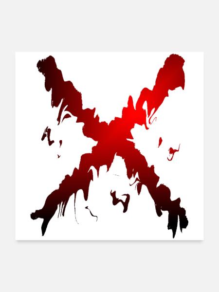 X Desing rot schwarz - Poster 60x60 cm - Weiß - Vorne