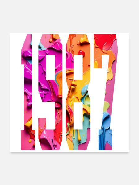 BUNT 39. GEBURTSTAG 1987 - Poster 60x60 cm - Weiß - Vorne