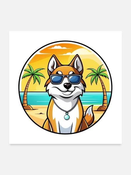 Westsibirische Laika-Hunderasse Cartoon-Sonnenbrille - Poster 60x60 cm - Weiß - Vorne