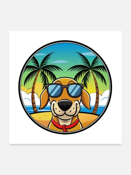 Transsilvanischer Windhund Rasse Cartoon Sonnenbrille - Poster 60x60 cm - Weiß - Vorne