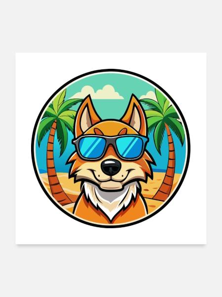 Lunettes de soleil de plage de race de chien de race de chien slovaque - Poster 60 x 60 cm - blanc - Devant