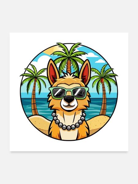 Peruanische Inka Orchidee Hunderasse Cartoon Sonnenbrille - Poster 60x60 cm - Weiß - Vorne