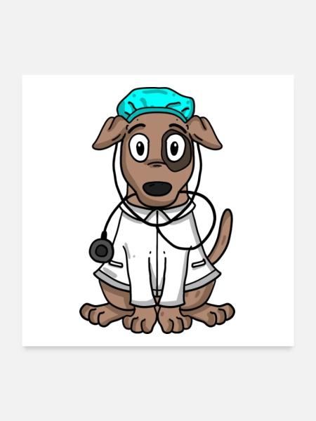 Hund Arzt - Poster 60x60 cm - Weiß - Vorne