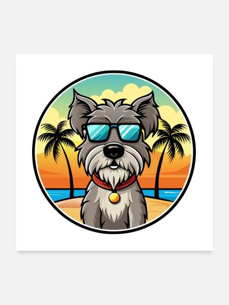 Lunettes de soleil Bouvier Des Flandres Dog Breed Cartoon - Poster 60 x 60 cm - blanc - Devant