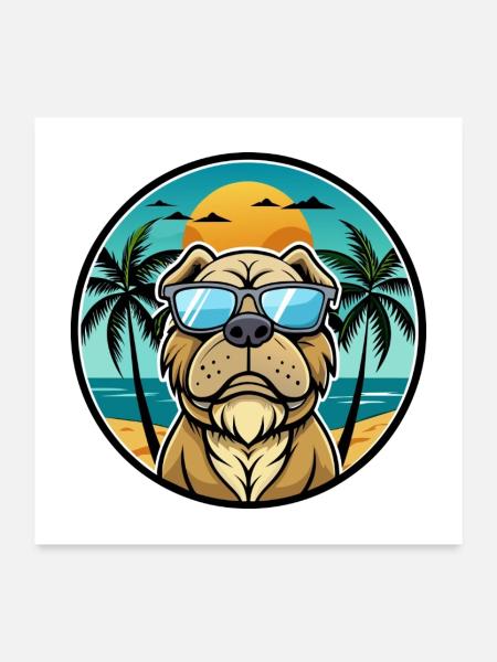 Lunettes de soleil Transmontano Mastiff Dog Breed Cartoon - Poster 60 x 60 cm - blanc - Devant
