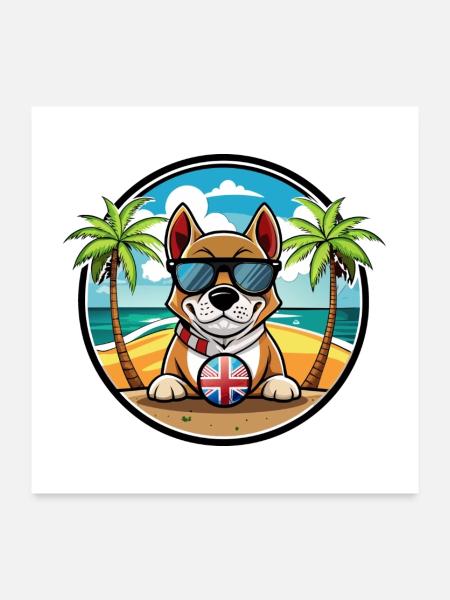 Grand Anglo Français Hunderasse Cartoon Sonnenbrille - Poster 60x60 cm - Weiß - Vorne