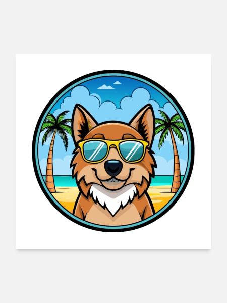 Kaukasische Ovcharka Hunderasse Cartoon Sonnenbrille - Poster 60x60 cm - Weiß - Vorne