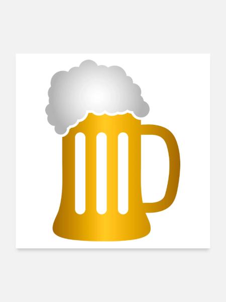 Golden Beer Krug Silhouette - Poster 60x60 cm - Weiß - Vorne