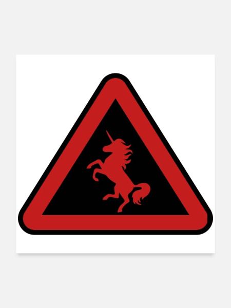 Achtung Einhorn, Gefahr - Poster 60x60 cm - Weiß - Vorne