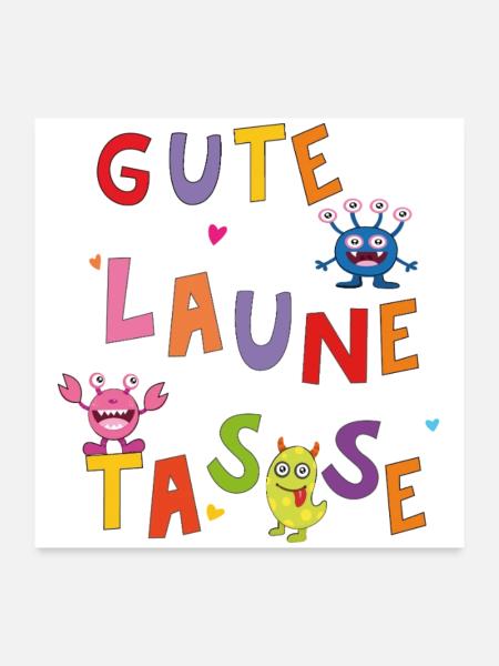 gute Laune Tasse - Poster 60x60 cm - Weiß - Vorne