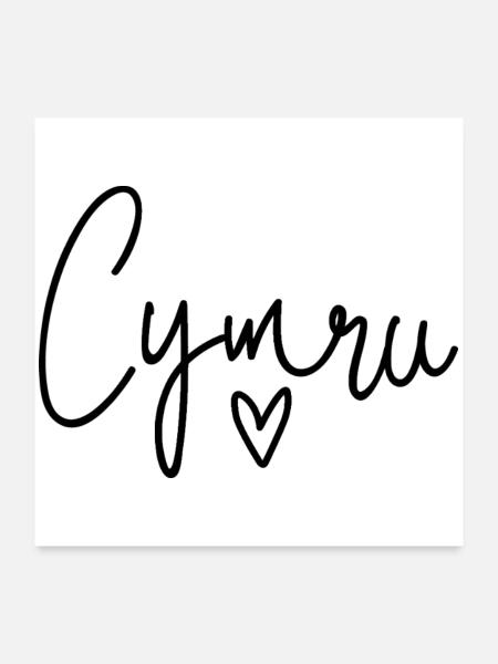Cymru Calon Wales Herz - Poster 60x60 cm - Weiß - Vorne