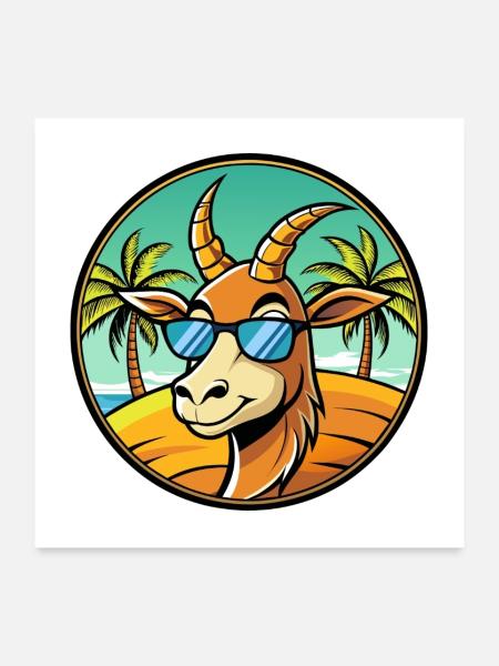 Lunettes de soleil de plage d’été de dessin animé drôle d’antilope - Poster 60 x 60 cm - blanc - Devant