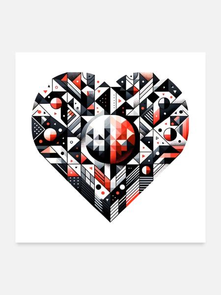 Geometrisches Herz: Ein großes Herz. - Poster 60x60 cm - Weiß - Vorne