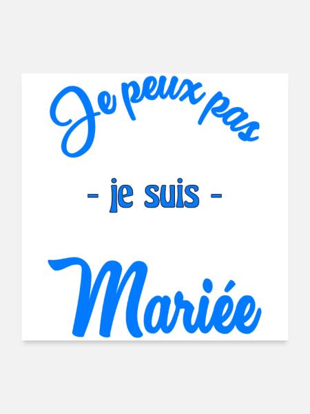 MARIEE. COEUR. COUPLE. JUST MARRIED. EVJF - Poster 60 x 60 cm - blanc - Devant