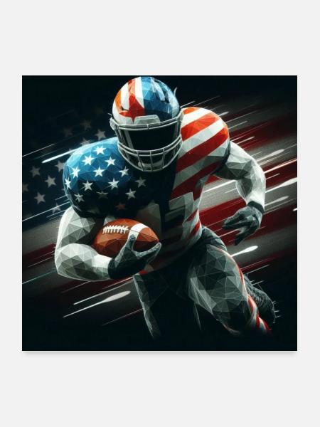 Patriotischer American Football - Poster 60x60 cm - Weiß - Vorne