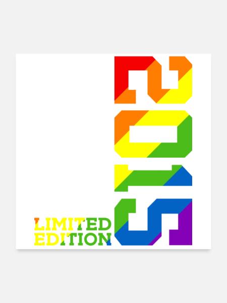 LGBTQ 2015 REGENBOGEN QUEER 10. GEBURTSTAG PRIDE - Poster 60x60 cm - Weiß - Vorne