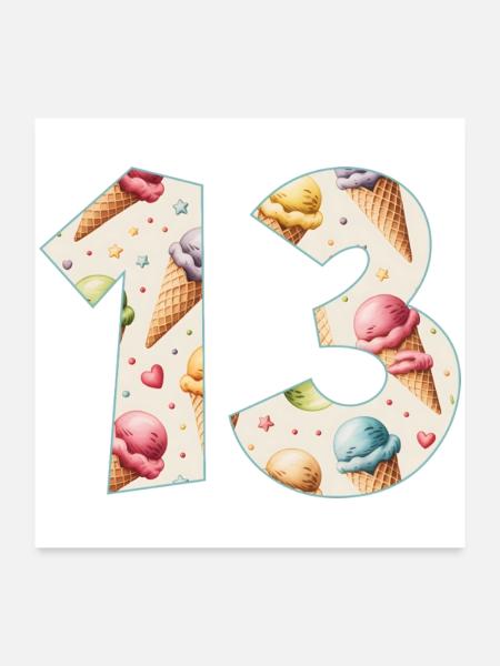 CREAM NUMBER 13 YEARS CREAM 13TH BIRTHDAY - Poster 24" x 24" (60x60 cm) - white - Front