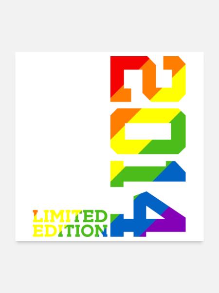 LGBTQ 2014 REGENBOGEN QUEER 11. GEBURTSTAG PRIDE - Poster 60x60 cm - Weiß - Vorne