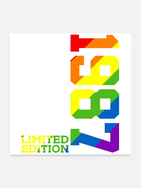 LGBTQ 1987 REGENBOGEN QUEER 39. GEBURTSTAG PRIDE - Poster 60x60 cm - Weiß - Vorne