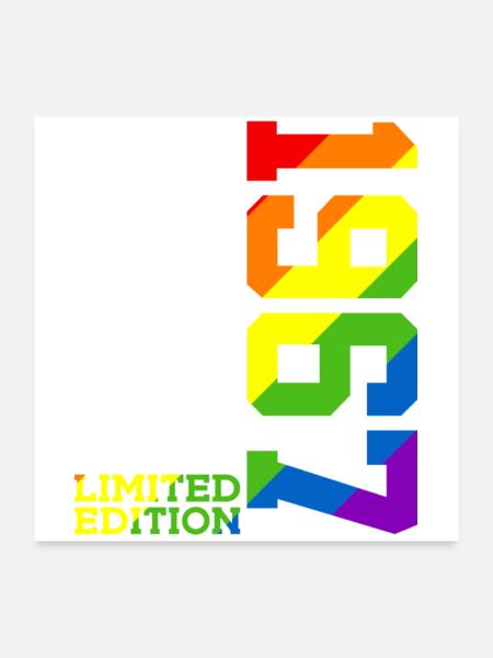 FIERTÉ DU 59E ANNIVERSAIRE QUEER ARC-EN-CIEL 1967 - Poster 60 x 60 cm - blanc - Devant