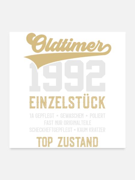 34. GEBURTSTAG OLDTIMER 1992 - Poster 60x60 cm - Weiß - Vorne