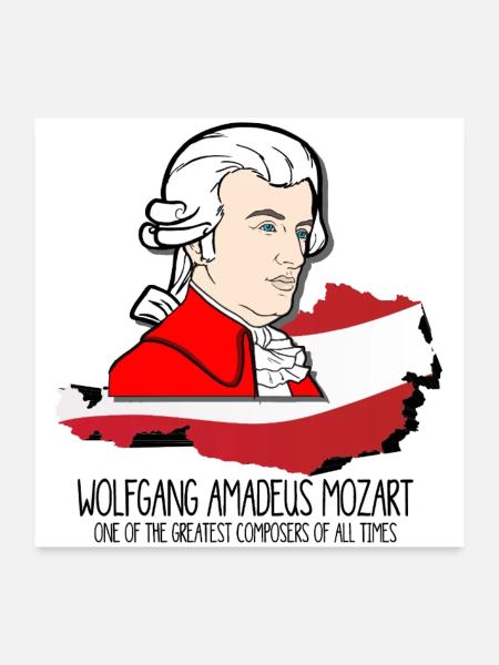 Wolfgang Amadeus Mozart - greatest composer - Poster 60x60 cm - Weiß - Vorne