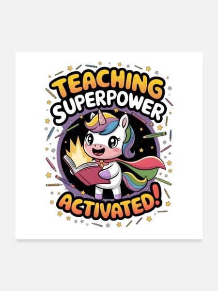 Teaching Superpower Activated! - Poster 24" x 24" (60x60 cm) - white - Front