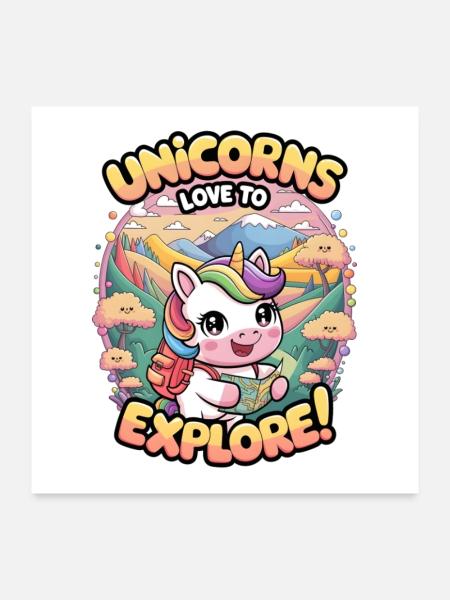 Unicorns Love To Explore! - Poster 24" x 24" (60x60 cm) - white - Front