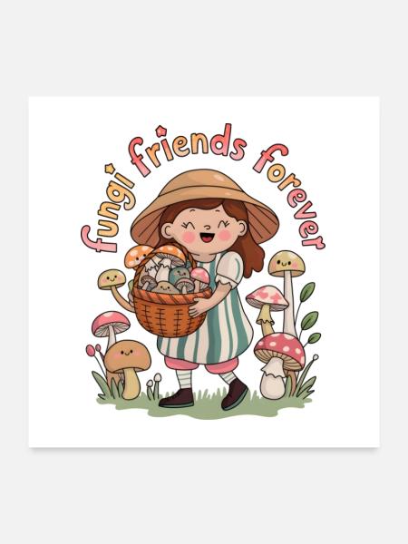 Fungi Friends für immer - Poster 60x60 cm - Weiß - Vorne