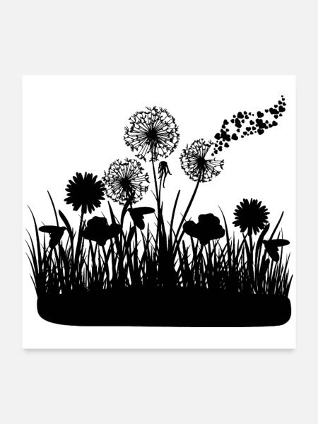 Butterfly Design Pust flowers meadow hearts - Poster 24" x 24" (60x60 cm) - white - Front