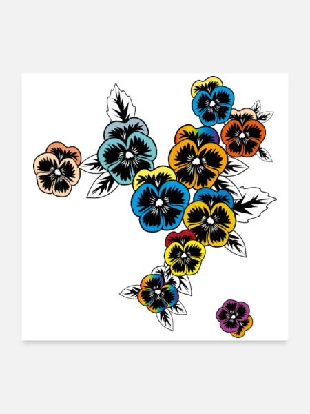 Printemps de la pensée - Poster 60 x 60 cm - blanc - Devant