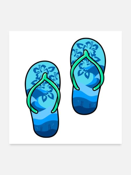 Flip Flops - Poster 60x60 cm - Weiß - Vorne