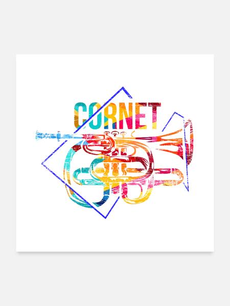 Leuchtender Kornett Musikverein - Poster 60x60 cm - Weiß - Vorne