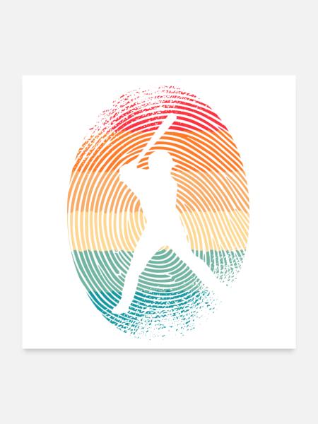 Baseballspieler Fingerabdruck Baseballer Baseball - Poster 60x60 cm - Weiß - Vorne