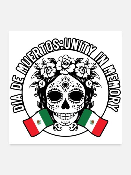 Dia De Muertos Unity in memory - Poster 60x60 cm - Weiß - Vorne