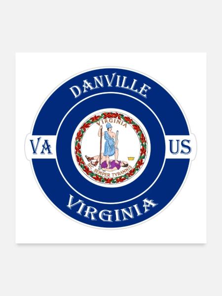 Danville Virginia Flagge USA Reise Souvenir Abzeichen - Poster 60x60 cm - Weiß - Vorne